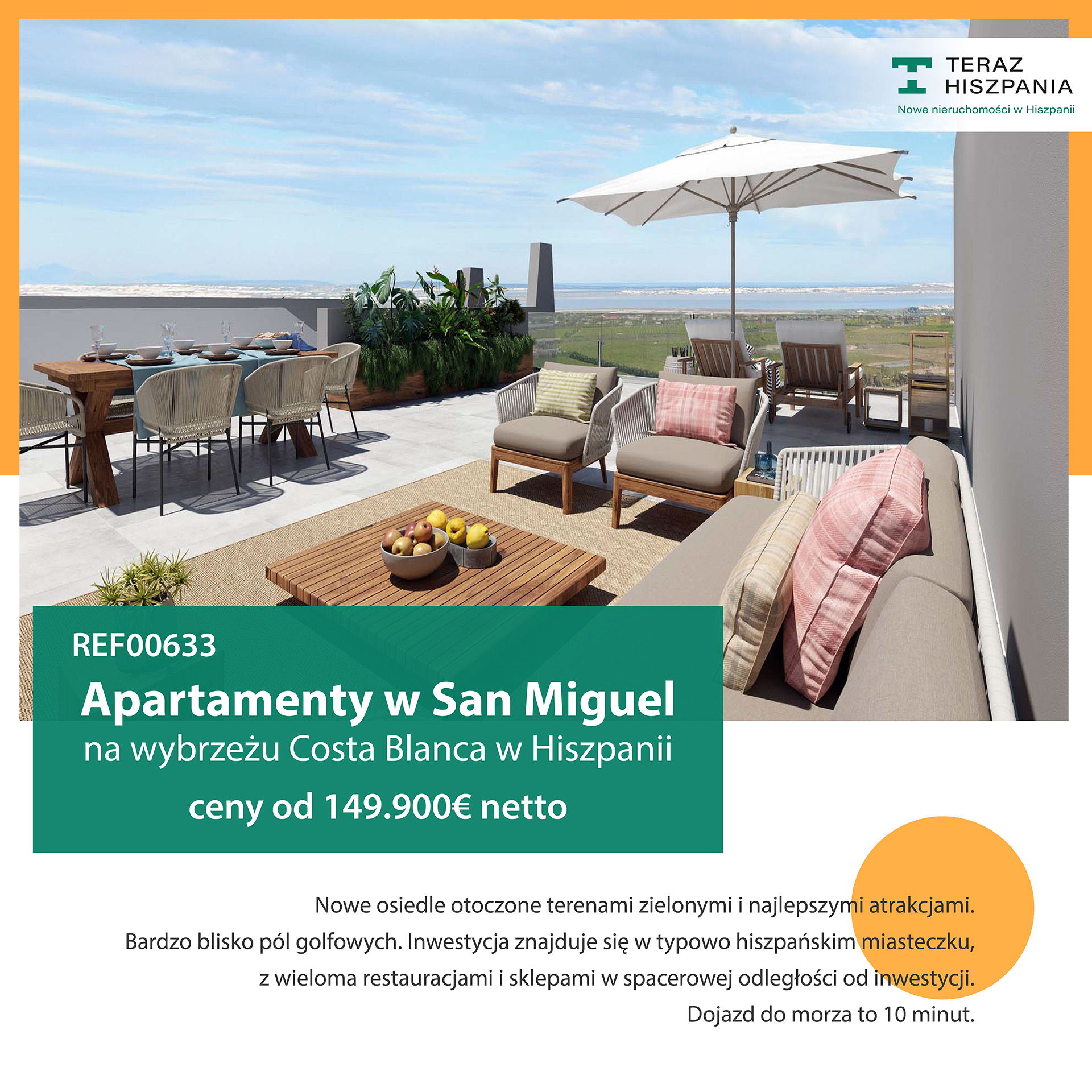 Apartamenty na sprzedaż w Hiszpanii w San Miguel de Salinas w pobliżu pola golfowego.